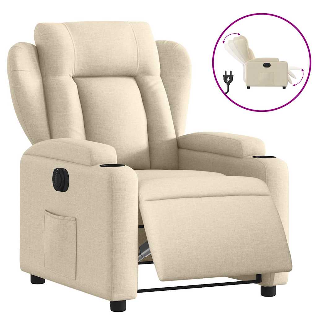 Poltrona Elettrica Reclinabile Crema in Tessuto | homemem39