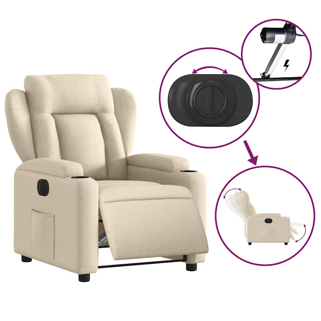 Poltrona Elettrica Reclinabile Crema in Tessuto | homemem39