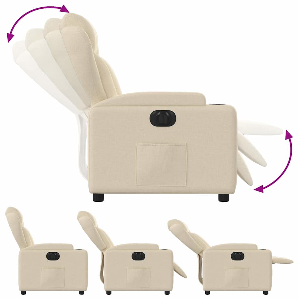 Poltrona Elettrica Reclinabile Crema in Tessuto | homemem39
