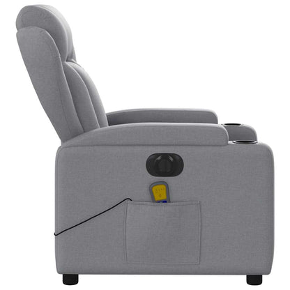 Poltrona Reclinabile Massaggio Elettrica Grigio Chiaro Tessuto - homemem39