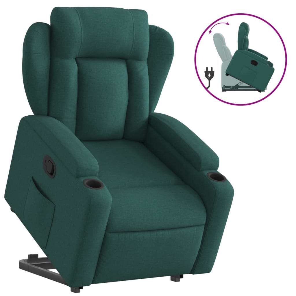 Poltrona Alzapersona Reclinabile Verde Scuro in Tessuto | homemem39