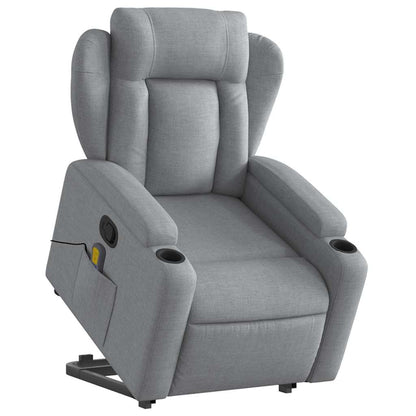 Poltrona Alzapersona Massaggi Reclinabile Grigio Chiaro Tessuto - homemem39
