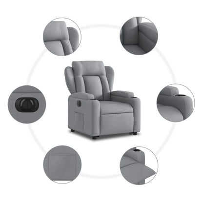 Poltrona Reclinante Alzapersona Elettrica Grigio Chiaro Tessuto | homemem39