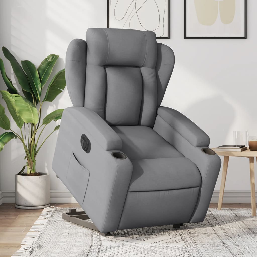 Poltrona Reclinante Alzapersona Elettrica Grigio Chiaro Tessuto | homemem39