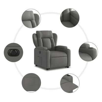 Poltrona Alzapersona Reclinabile Elettrica Grigio Scuro Tessuto | homemem39