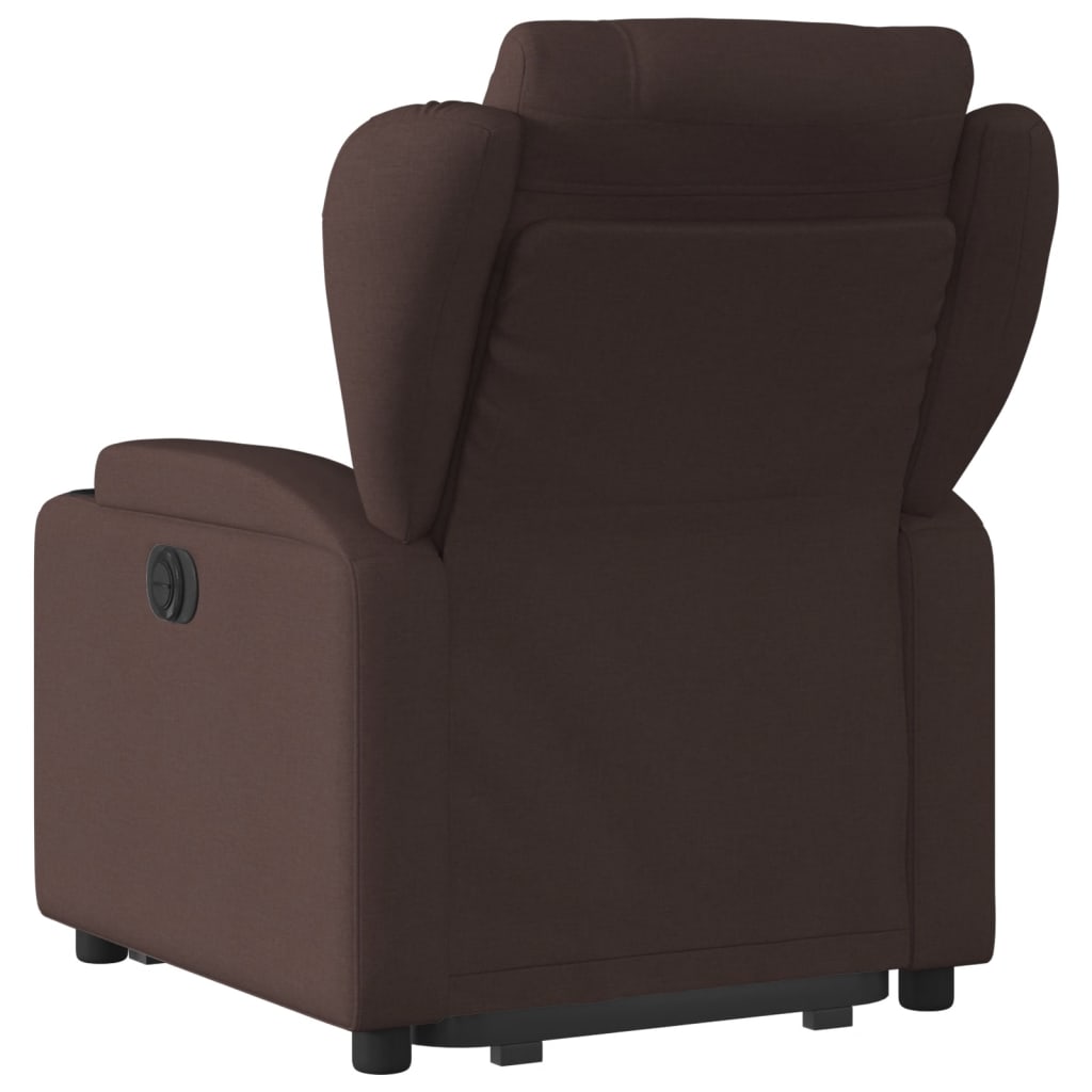 Poltrona Alzapersona Reclinante Elettrica Marrone Scuro Tessuto - homemem39