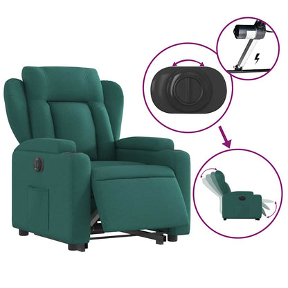 Poltrona Alzapersona Reclinabile Elettrica Verde Scuro Tessuto | homemem39