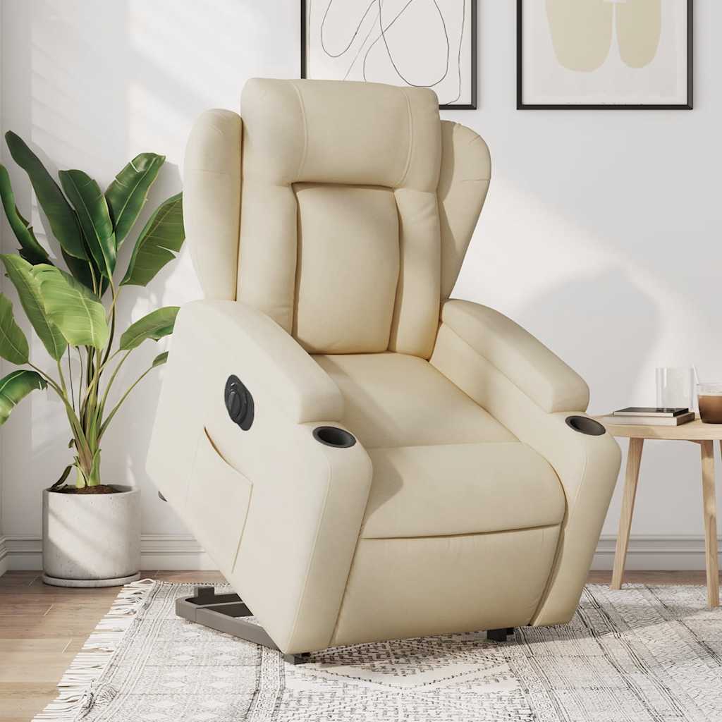Poltrona Alzapersona Reclinabile Elettrica Crema in Tessuto | homemem39