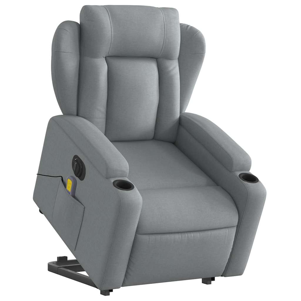 Poltrona Alzapersona Massaggi Elettrica Grigio Chiaro Tessuto - homemem39