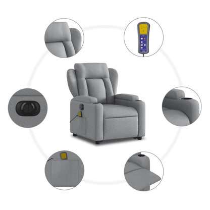 Poltrona Alzapersona Massaggi Elettrica Grigio Chiaro Tessuto | homemem39