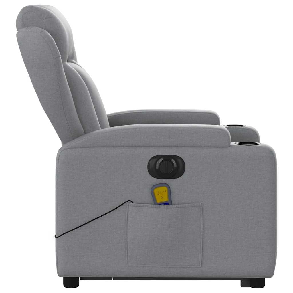 Poltrona Alzapersona Massaggi Elettrica Grigio Chiaro Tessuto - homemem39
