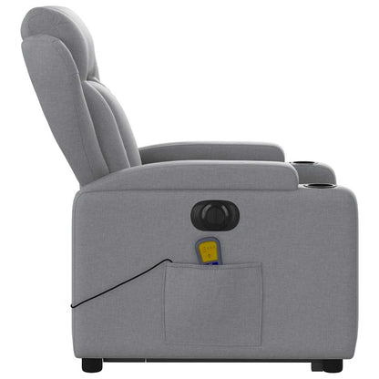 Poltrona Alzapersona Massaggi Elettrica Grigio Chiaro Tessuto - homemem39