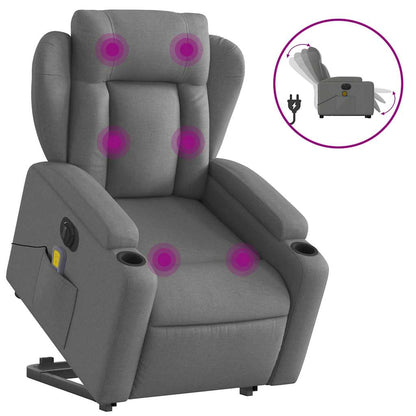 Poltrona Alzapersona Massaggi Elettrica Grigio Scuro Tessuto - homemem39