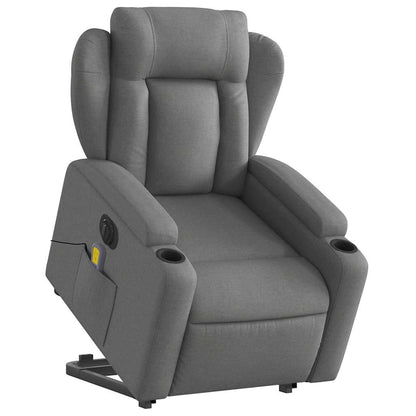 Poltrona Alzapersona Massaggi Elettrica Grigio Scuro Tessuto - homemem39