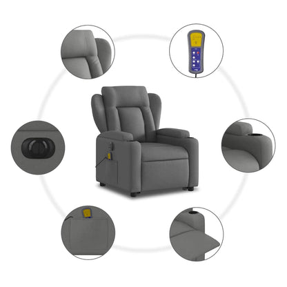 Poltrona Alzapersona Massaggi Elettrica Grigio Scuro Tessuto - homemem39