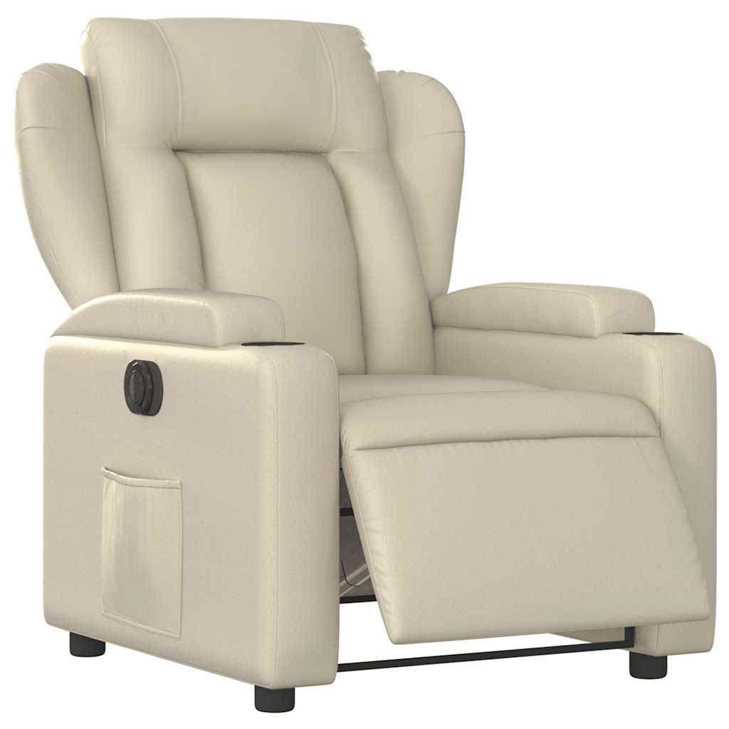 Poltrona Reclinabile Elettrica Crema in Similpelle | homemem39