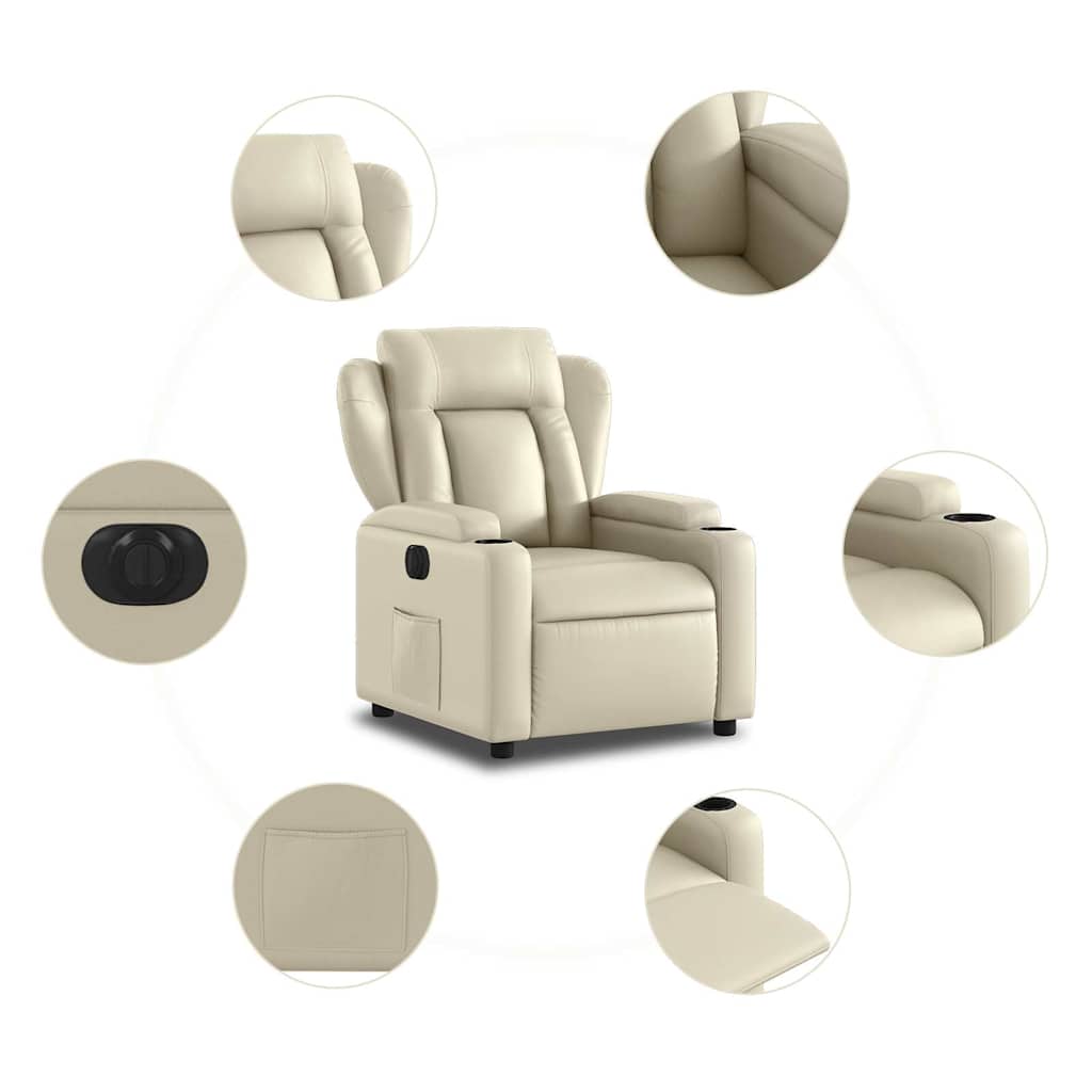 Poltrona Reclinabile Elettrica Crema in Similpelle | homemem39