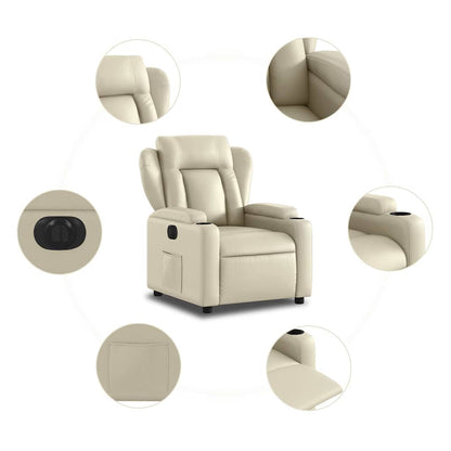 Poltrona Reclinabile Elettrica Crema in Similpelle | homemem39