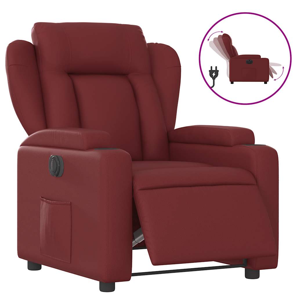 Poltrona Reclinabile Elettrica Rosso Vino in Similpelle | homemem39