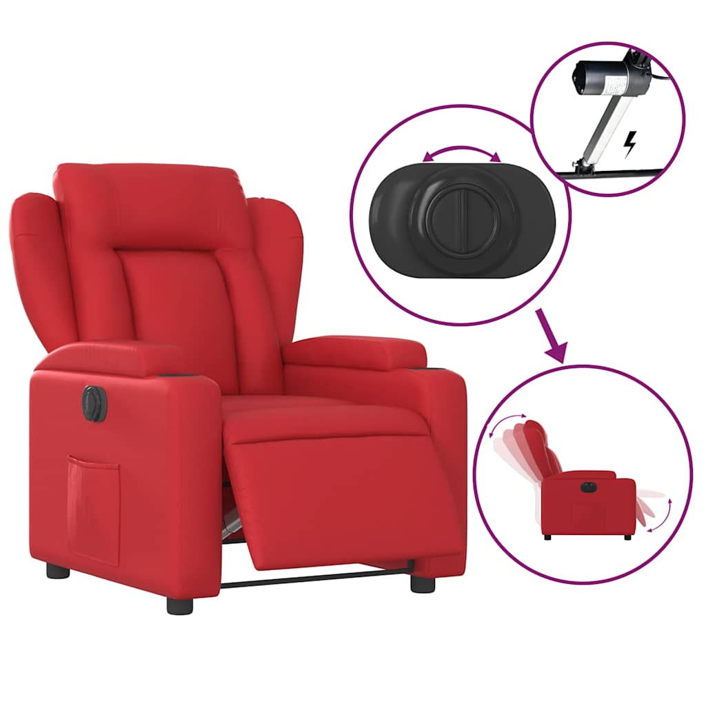 Poltrona Reclinabile Elettrica Rossa in Similpelle | homemem39