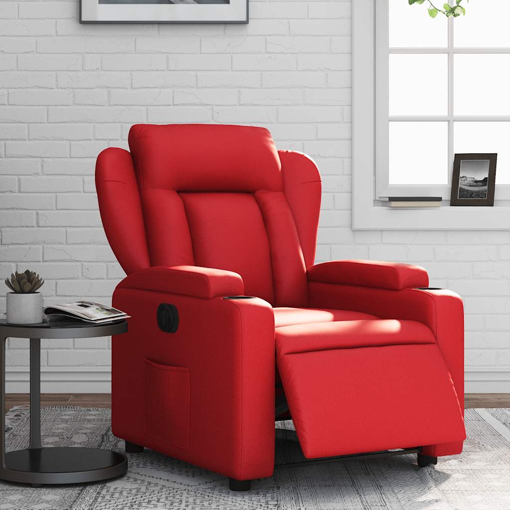 Poltrona Reclinabile Elettrica Rossa in Similpelle | homemem39