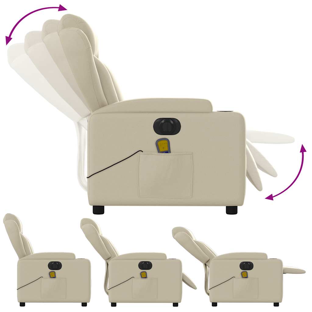 Poltrona Massaggiante Elettrica Reclinabile Crema Similpelle | homemem39