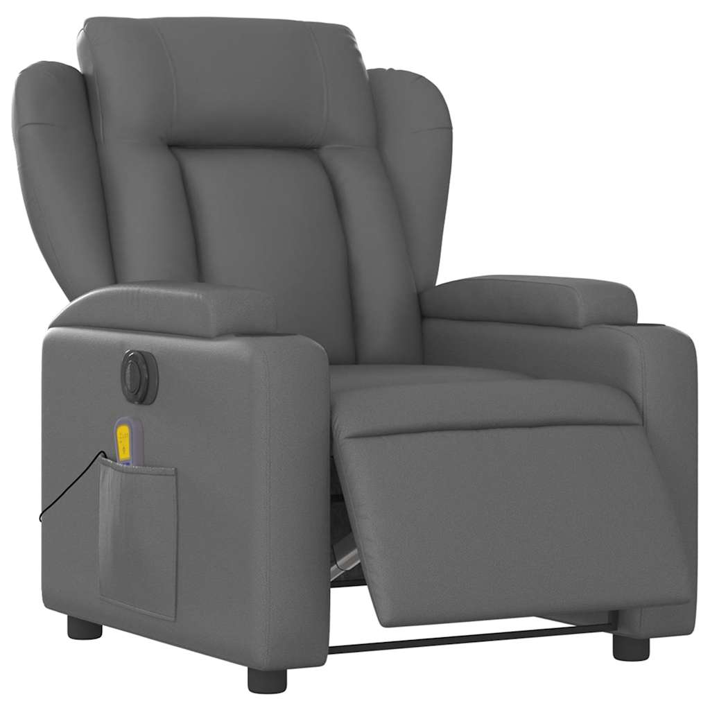 Poltrona Massaggiante Elettrica Reclinabile Grigio Similpelle | homemem39