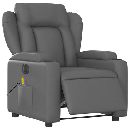 Poltrona Massaggiante Elettrica Reclinabile Grigio Similpelle | homemem39