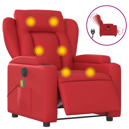 Poltrona Massaggio Elettrica Reclinabile Rosso Similpelle | homemem39