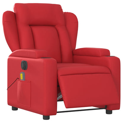 Poltrona Massaggio Elettrica Reclinabile Rosso Similpelle | homemem39