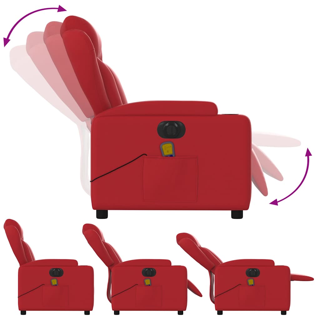Poltrona Massaggio Elettrica Reclinabile Rosso Similpelle | homemem39