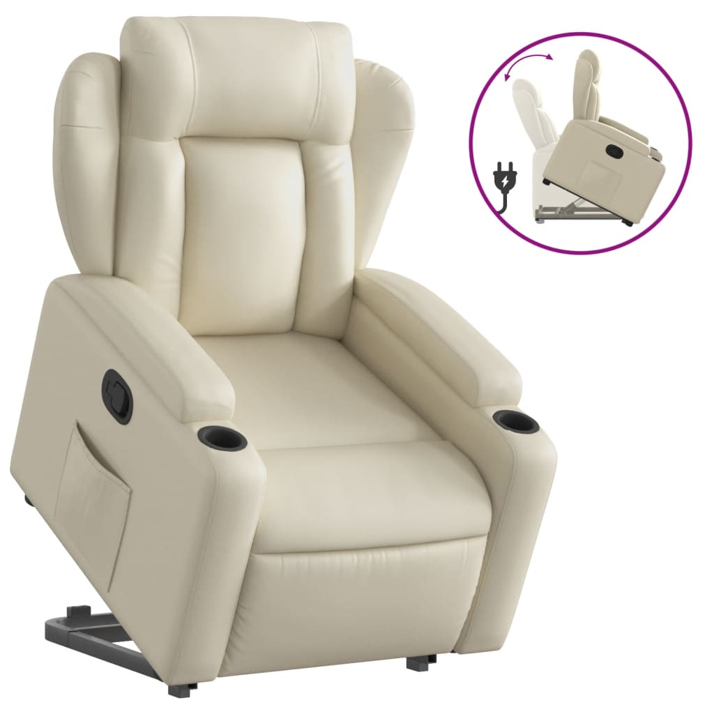 Poltrona Alzapersona Reclinabile Crema in Similpelle | homemem39