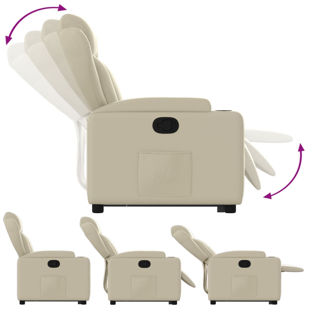 Poltrona Alzapersona Reclinabile Crema in Similpelle - homemem39