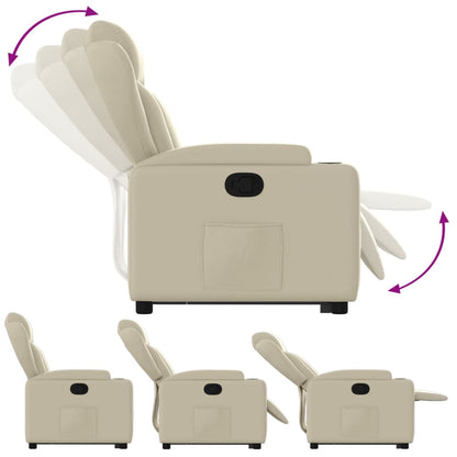 Poltrona Alzapersona Reclinabile Crema in Similpelle - homemem39