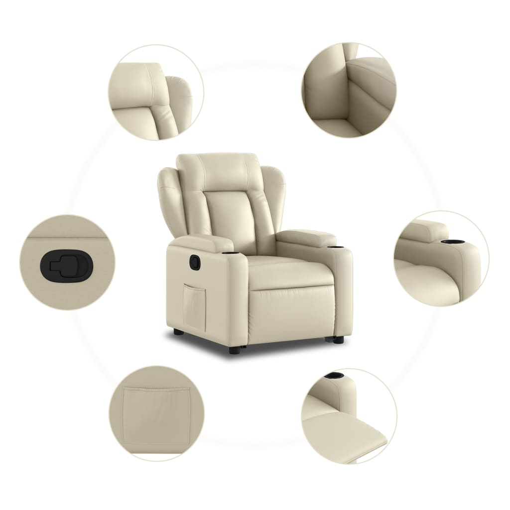 Poltrona Alzapersona Reclinabile Crema in Similpelle | homemem39