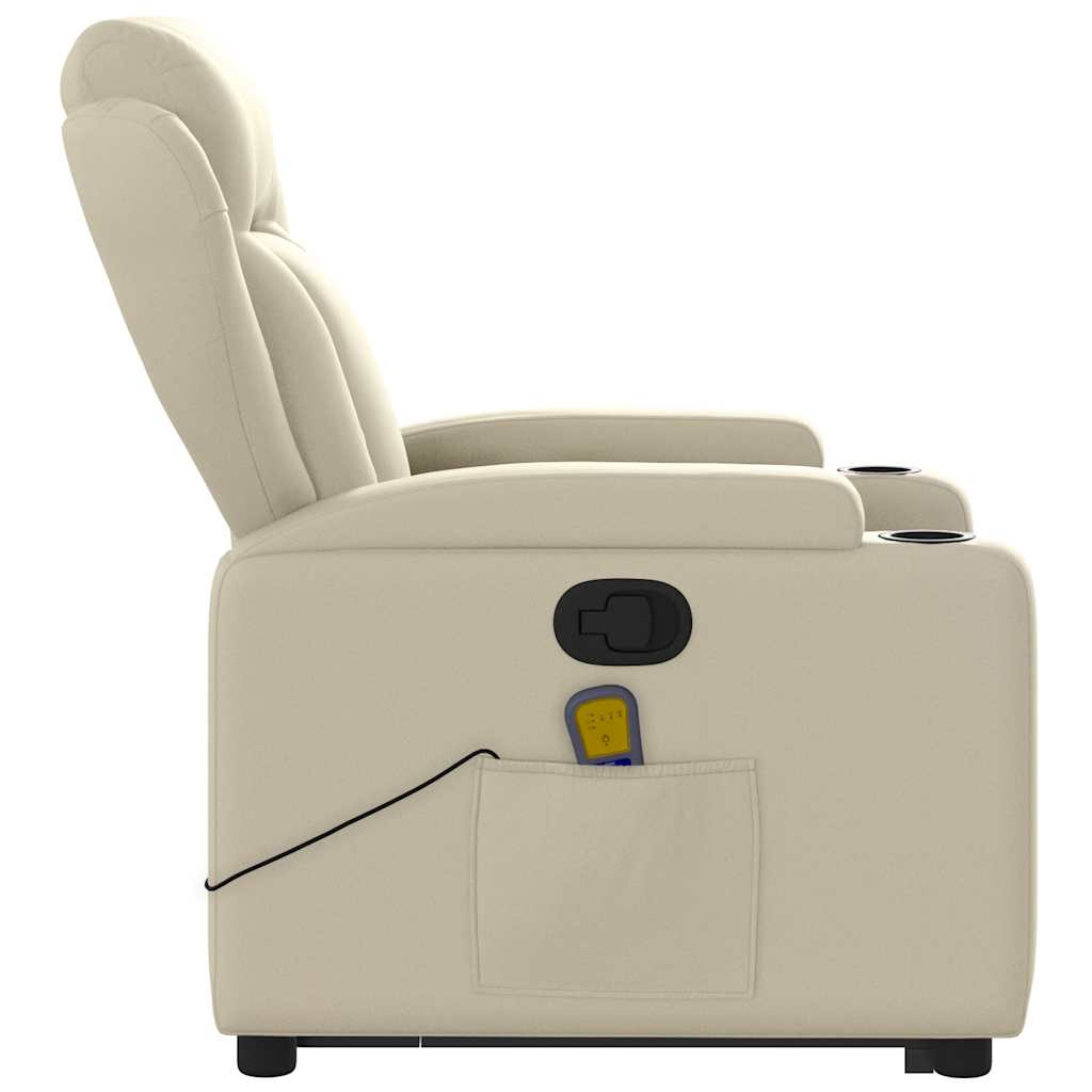 Poltrona Alzapersona Reclinabile Massaggio Crema Similpelle | homemem39
