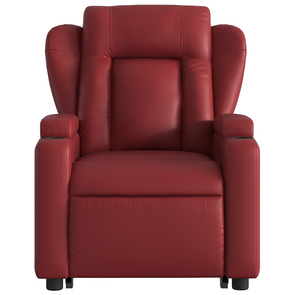 Poltrona Alzapersone Massaggi Reclinabile Rosso Vino Similpelle | homemem39