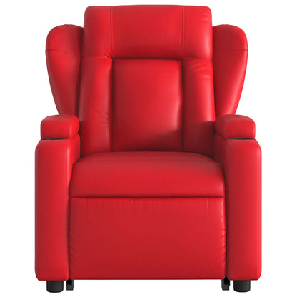 Poltrona Alzapersona Reclinabile Massaggio Rosso in Similpelle | homemem39