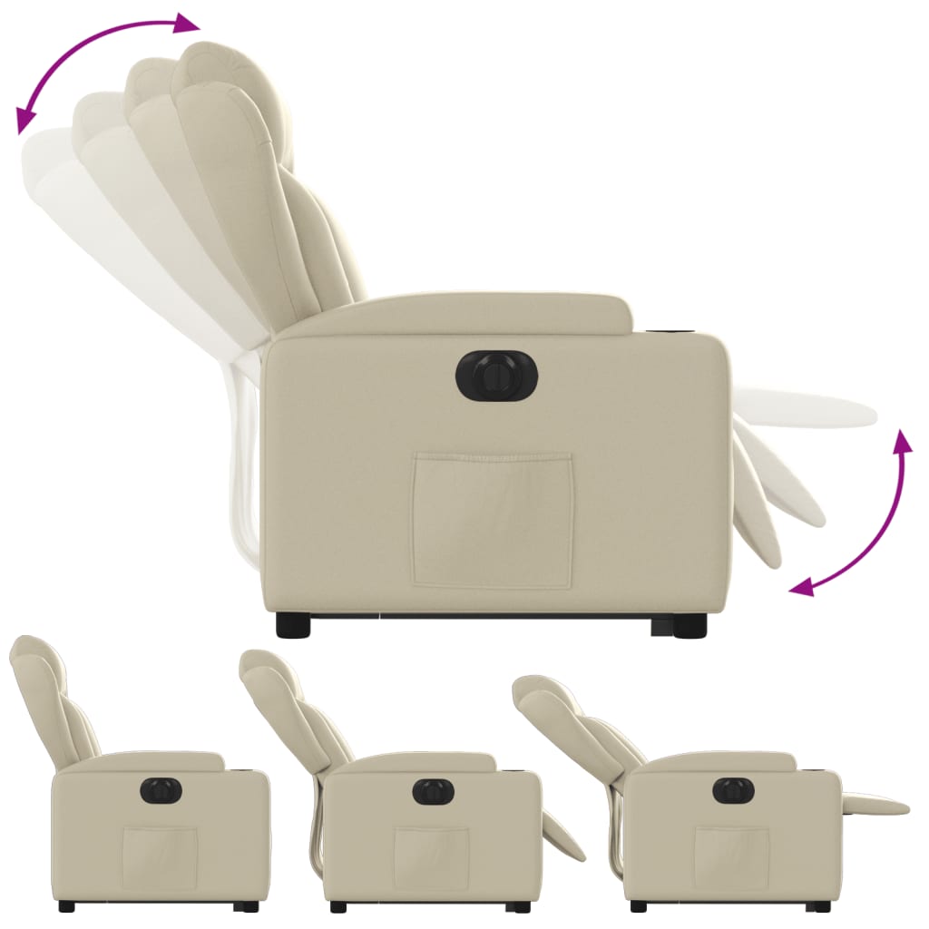 Poltrona Alzapersona Reclinabile Crema in Similpelle - homemem39