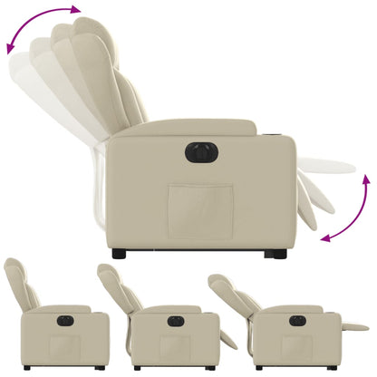 Poltrona Alzapersona Reclinabile Crema in Similpelle - homemem39