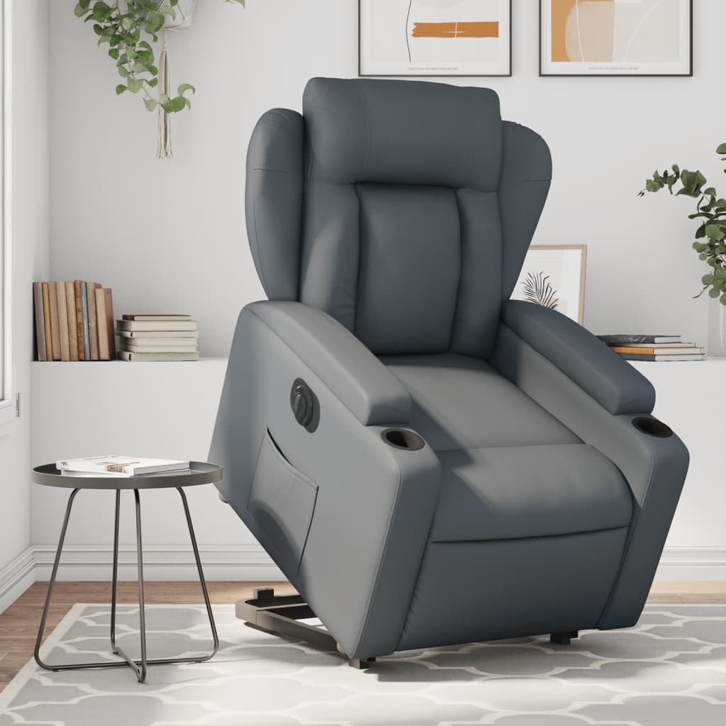 Poltrona Alzapersona Reclinabile Grigio in Similpelle | homemem39