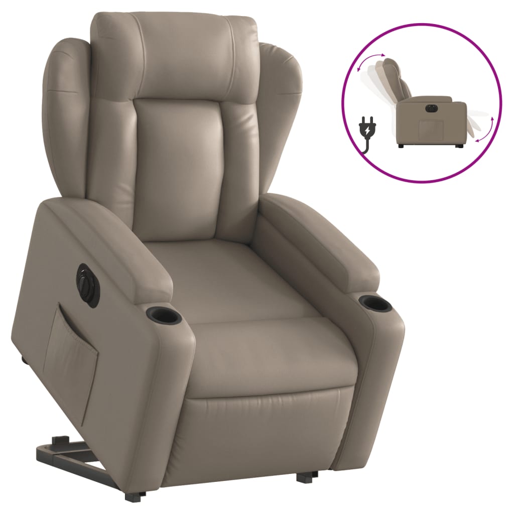 Poltrona Alzapersona Reclinante Elettrica Cappuccino Similpelle | homemem39
