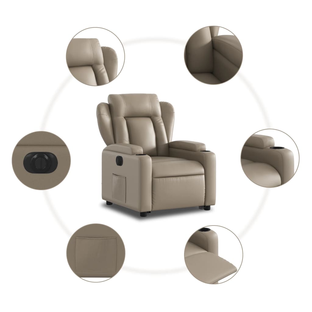 Poltrona Alzapersona Reclinante Elettrica Cappuccino Similpelle | homemem39