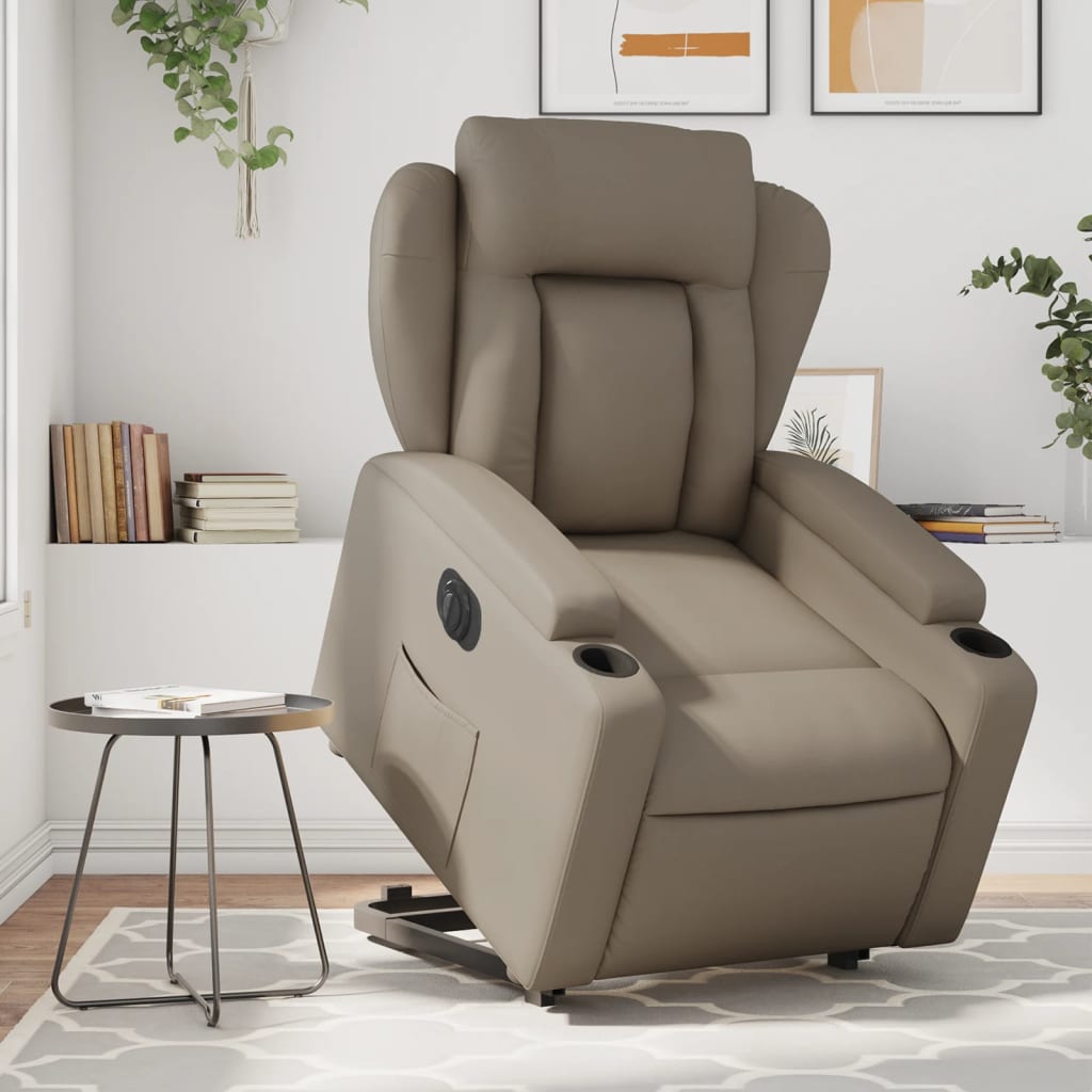 Poltrona Alzapersona Reclinante Elettrica Cappuccino Similpelle | homemem39