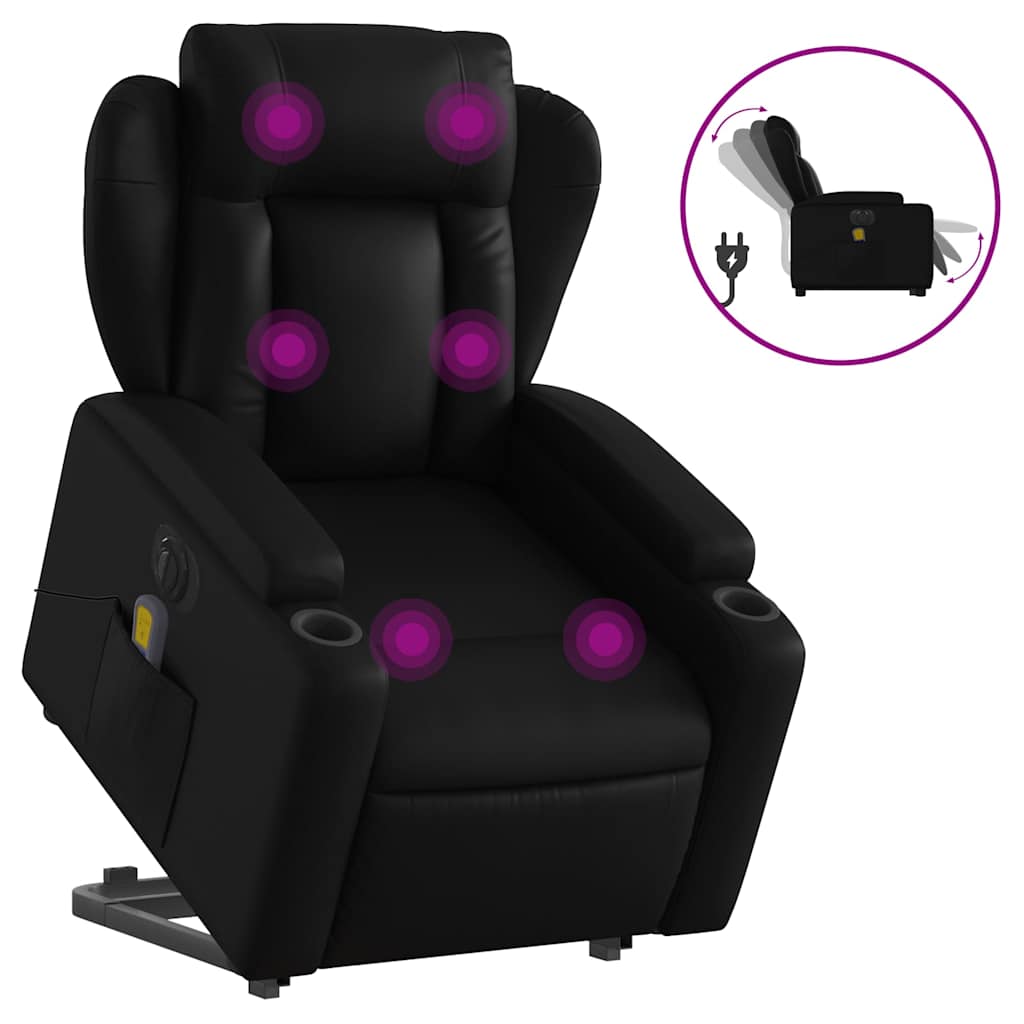 Poltrona Alzapersona Massaggiante Elettrica Nera in Similpelle | homemem39