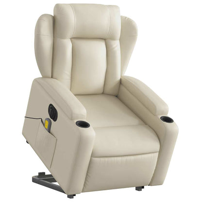 Poltrona Alzapersona Elettrica Reclinabile Crema in Similpelle | homemem39