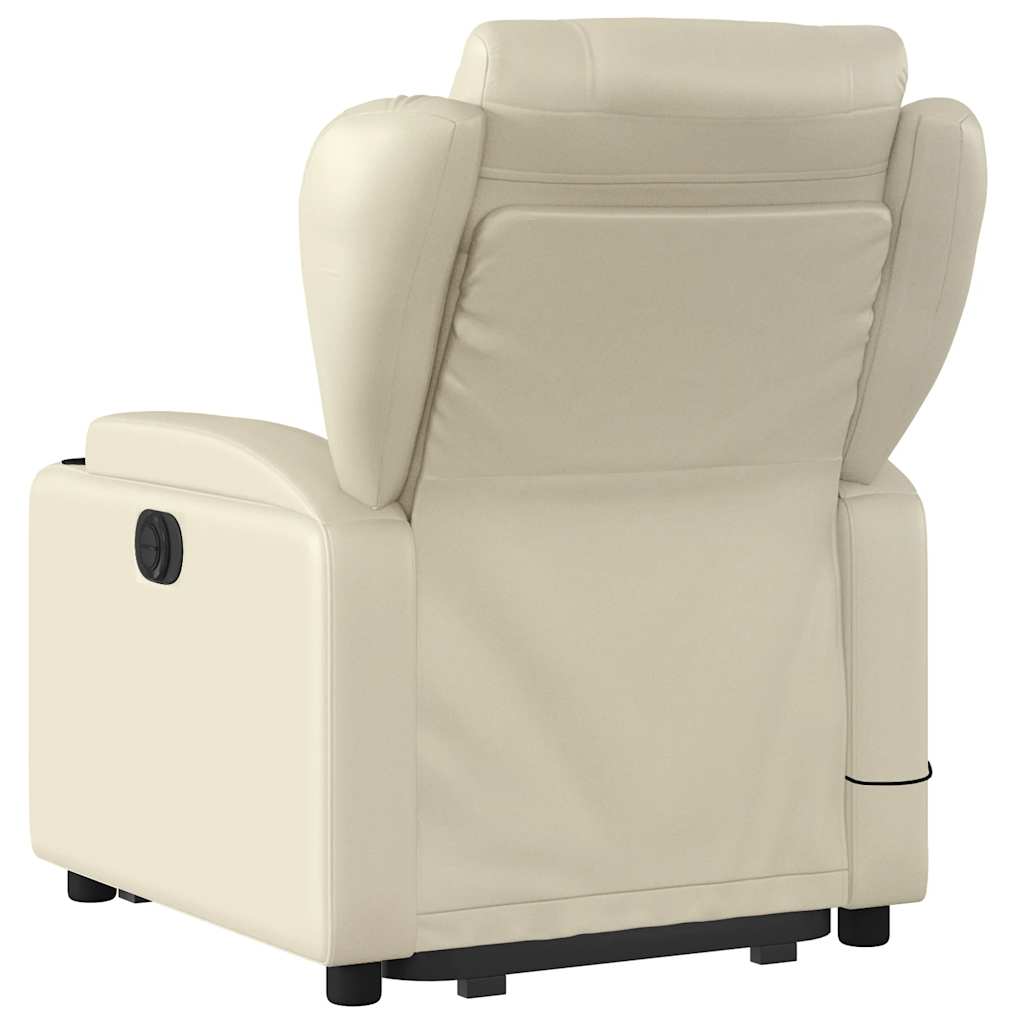 Poltrona Alzapersona Elettrica Reclinabile Crema in Similpelle | homemem39