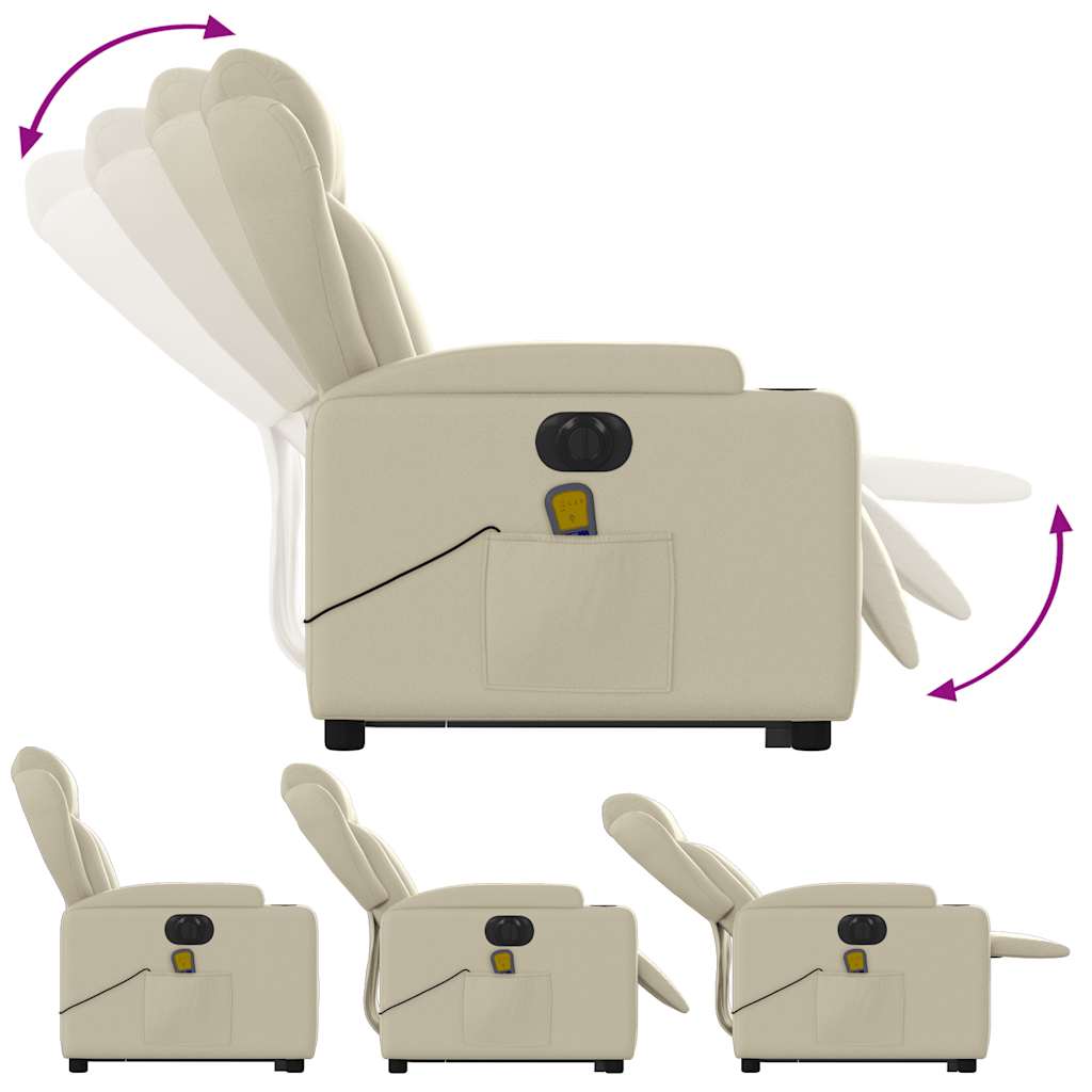 Poltrona Alzapersona Elettrica Reclinabile Crema in Similpelle - homemem39