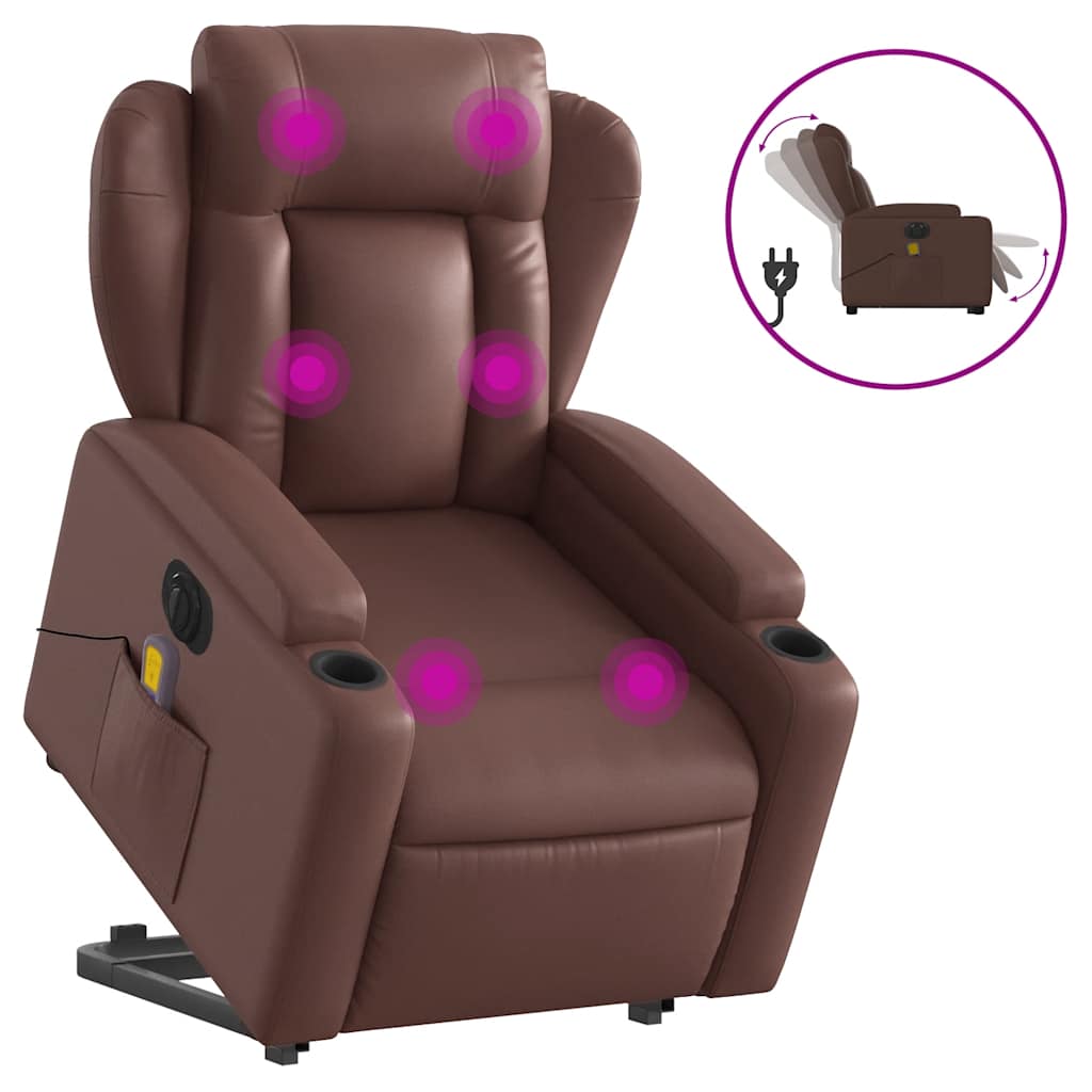 Poltrona Alzapersona Elettrica Reclinabile Marrone Similpelle | homemem39