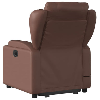 Poltrona Alzapersona Elettrica Reclinabile Marrone Similpelle - homemem39